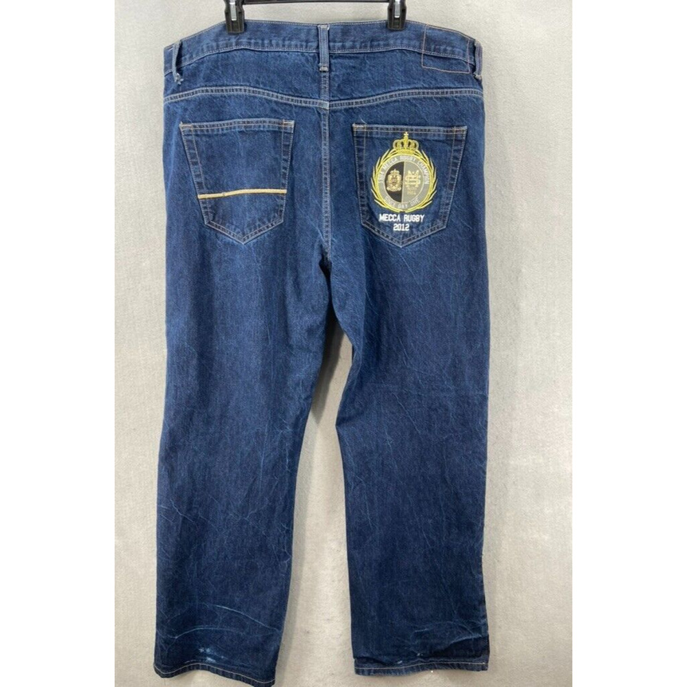 Mecca Jeans Mens 44x30 VTG Black Baggy Relaxed Wide Hip Hop Y2K Skater